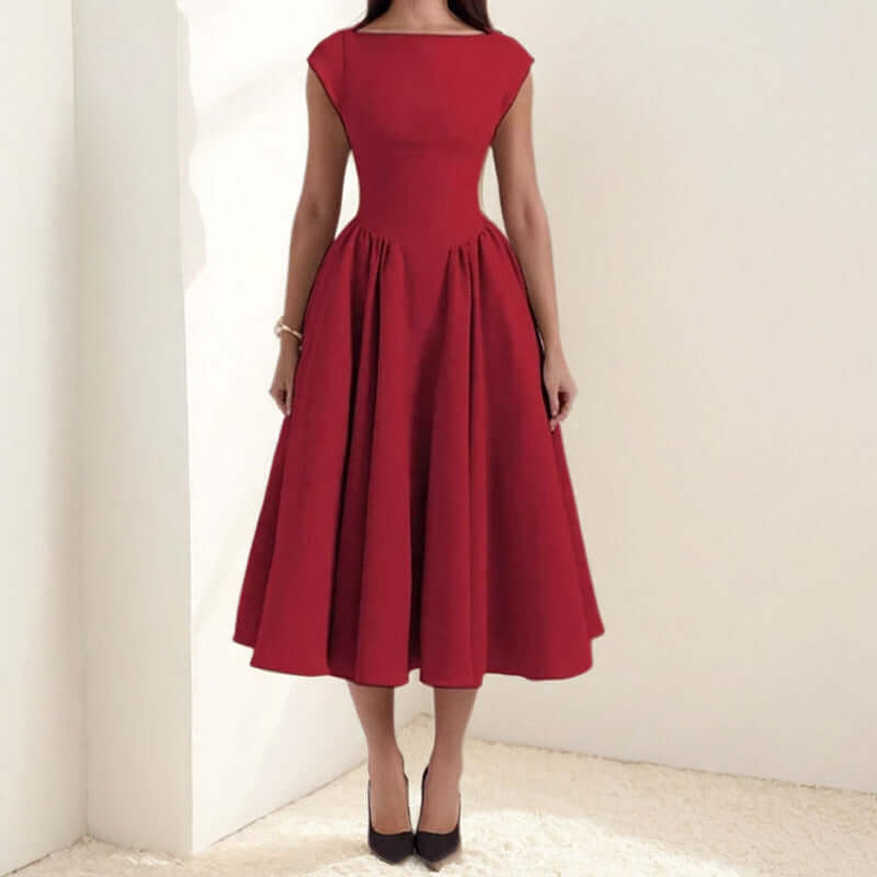 Adele - Structured Cap Sleeve Midi Dress