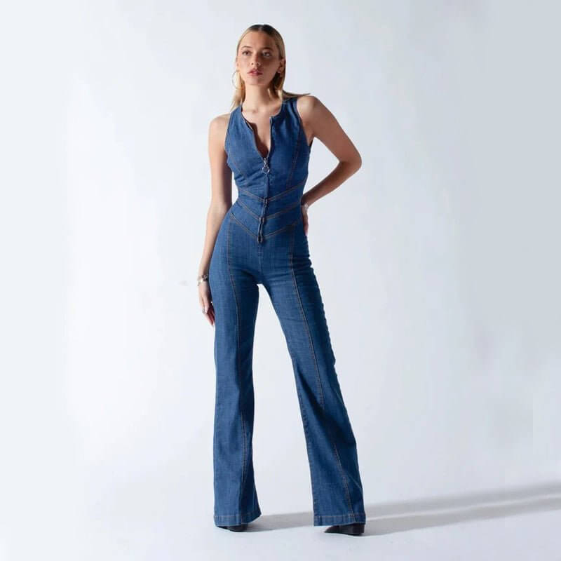 Amira - Trendy Denim Jumpsuit - Lena Muse