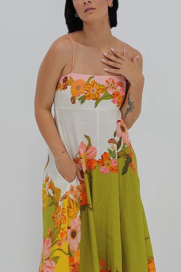 Rosa - Golden Bloom Floral Maxi Dress - Lena Muse