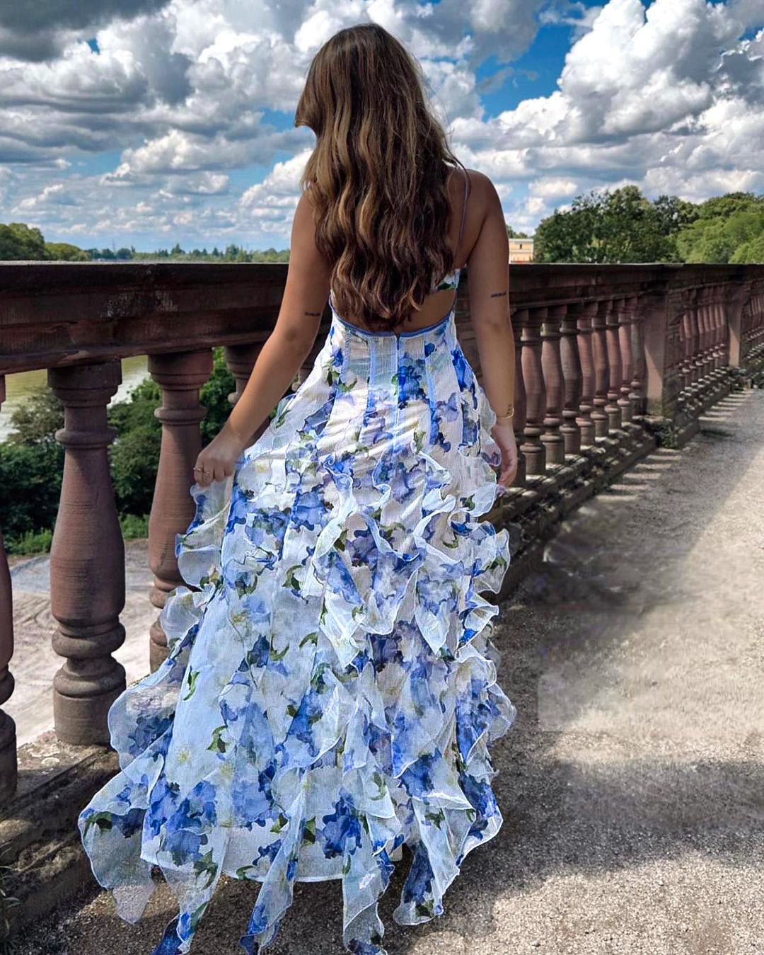 Indigo Cascade - Maxi Dress - Lena Muse
